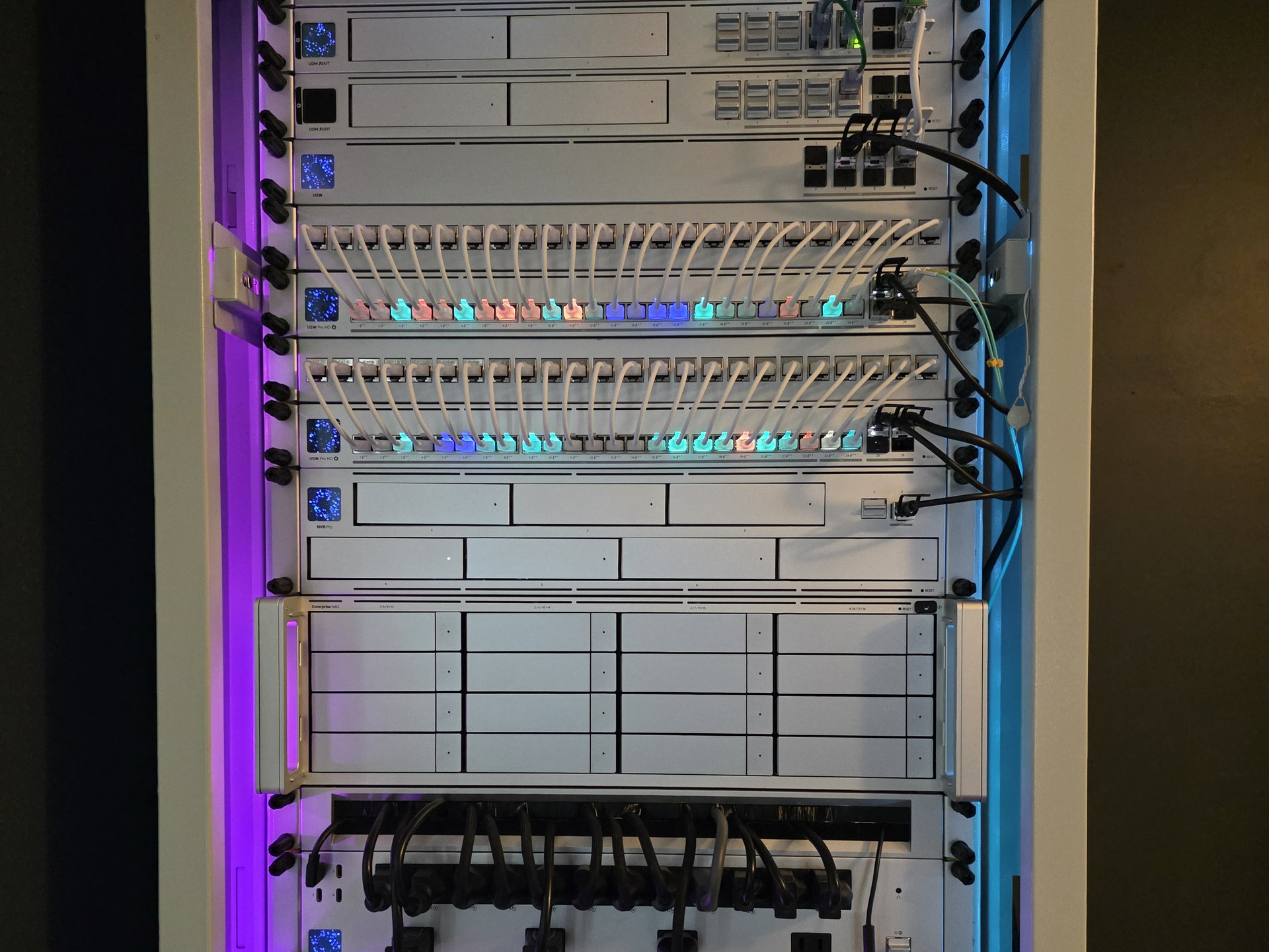 Silver rack, LED strips, Etherlighting