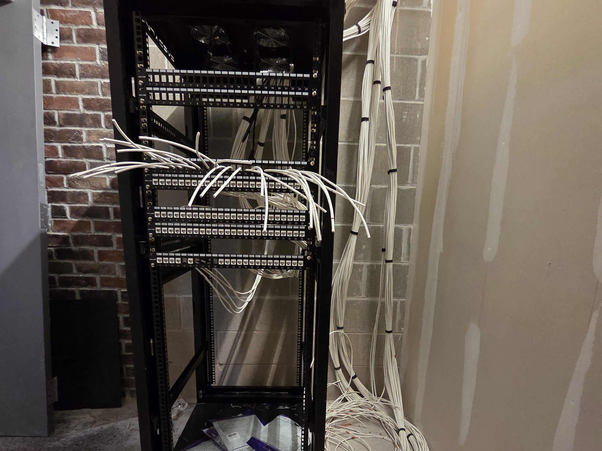 Rack mid-termination, bags on floor